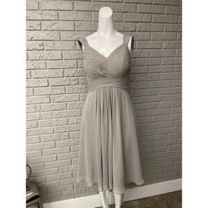 Azazie Sleeveless Gray Pleaded Bridesmaid Dress Size 2